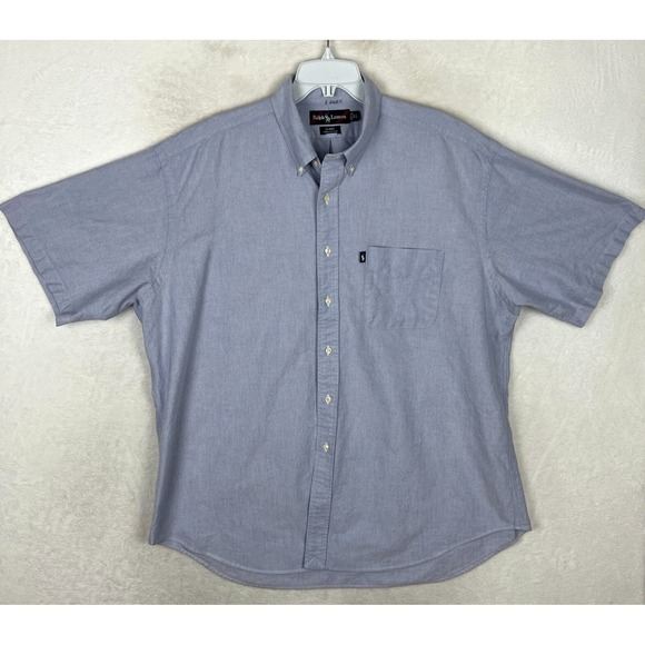Ralph Lauren Short Sleeve Button Down Shirt Mens XL Blue Pocket Blake Canvas - Picture 2 of 10